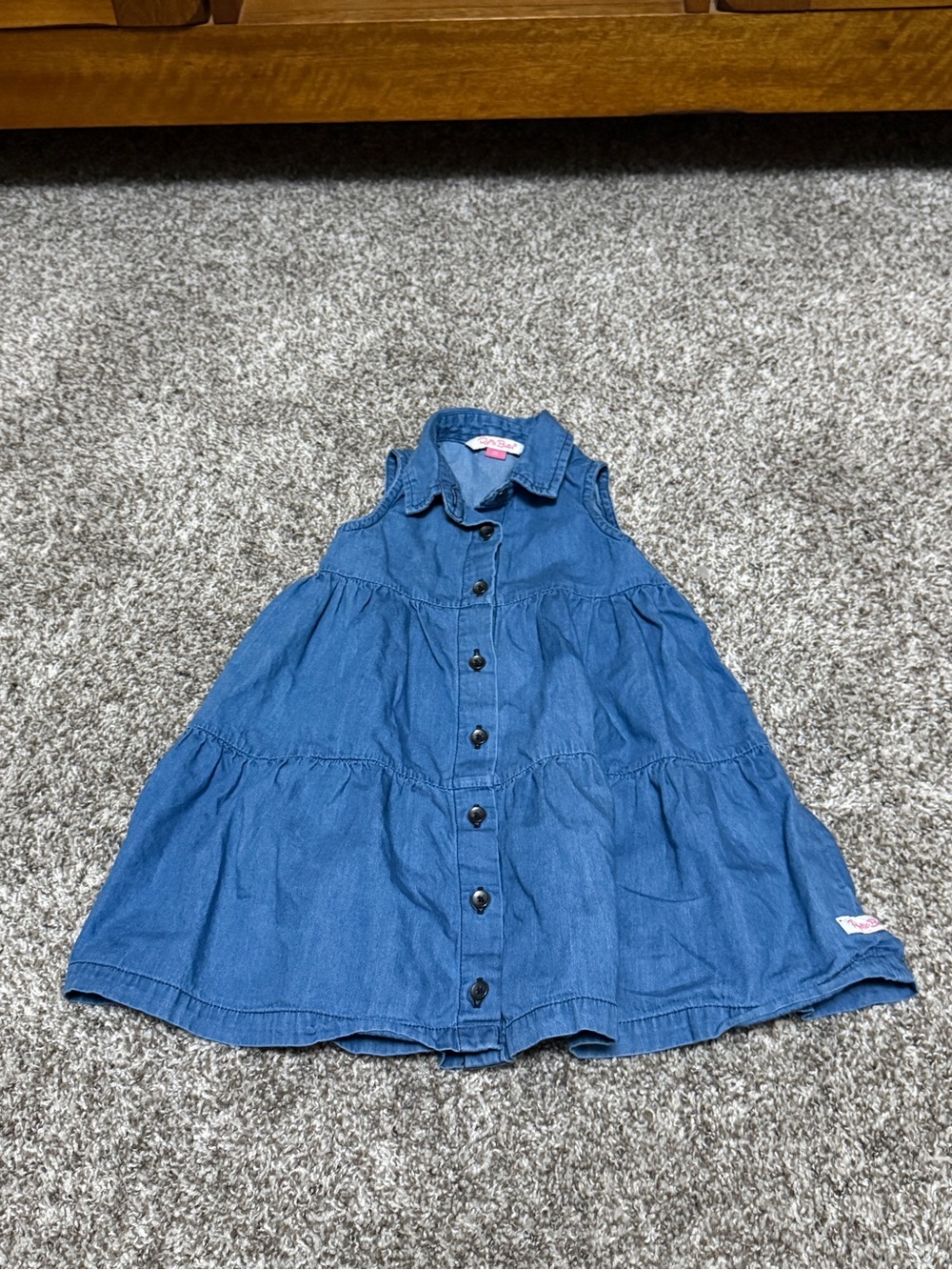 Ruffle butts Denim Button-Front dress